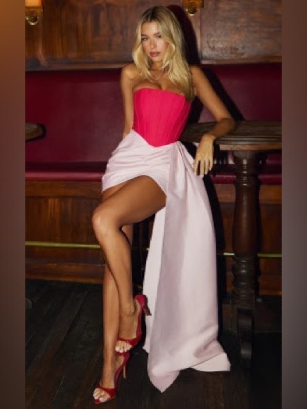 Hello Molly Two-Tone Strapless Pink & Blush Corset Gown